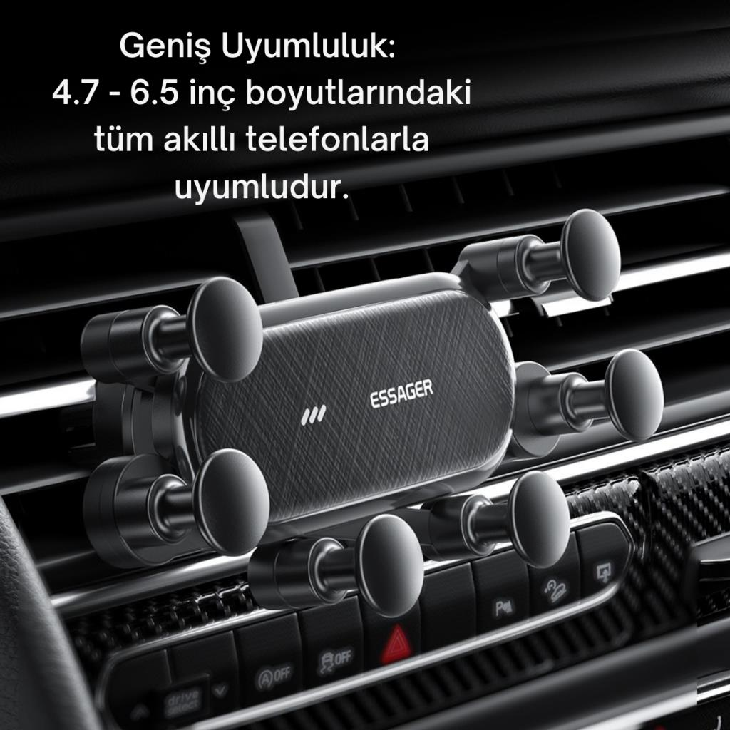 Essager Örümcek Tipi Klipsli Araç İçi Telefon Tutucu, 360 Derece Dönebilen Düşmez Titremez Telefon Tutucu