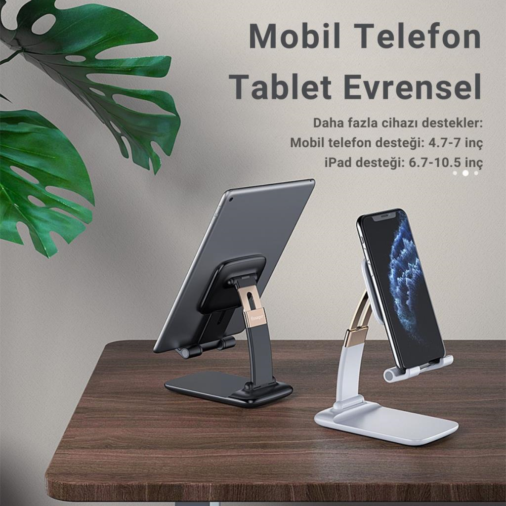 Essager Pro Açı ve Yükseklik Ayarlı Telefon ve Tablet Tutucu Stand, Kaydırmaz Masaüstü Dönebilen Stand