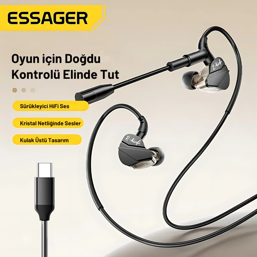 Essager Pro Seri Gaming HiFi Kulaklık – Mikrofonlu, Yüksek Ses Kalitesi, Kristal Ses Sistemli Kulaklık