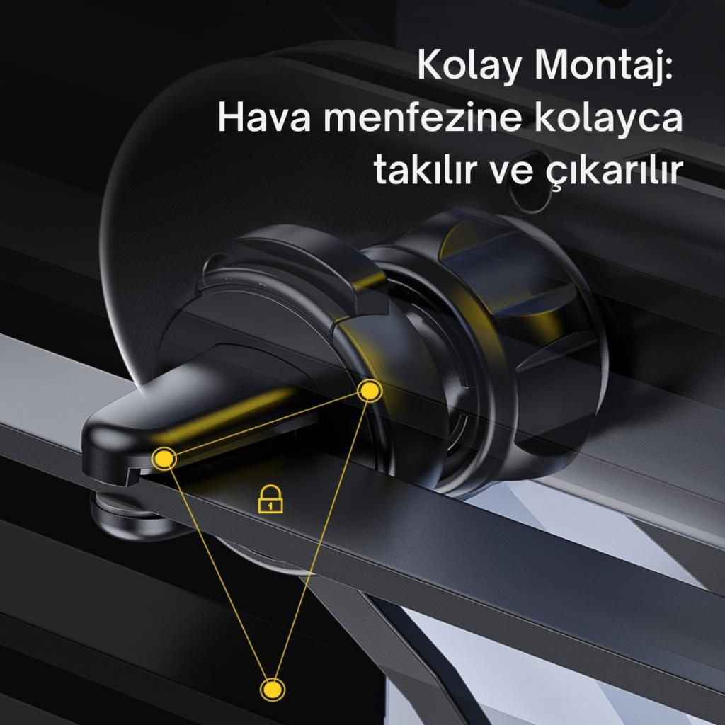 Essager V Tipi Süper Stabil Klipsli Araç İçi Telefon Tutucu, 360 Derece Dönebilen Düşmez Titremez Telefon Tutucu