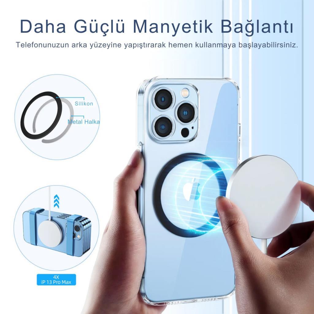 Polham 0.4mm 6 Adet Set Ultra İnce Yapışkanlı Mıknatıslı Metal Halka, 3M Hafif Tüm Telefonlara Uyumlu