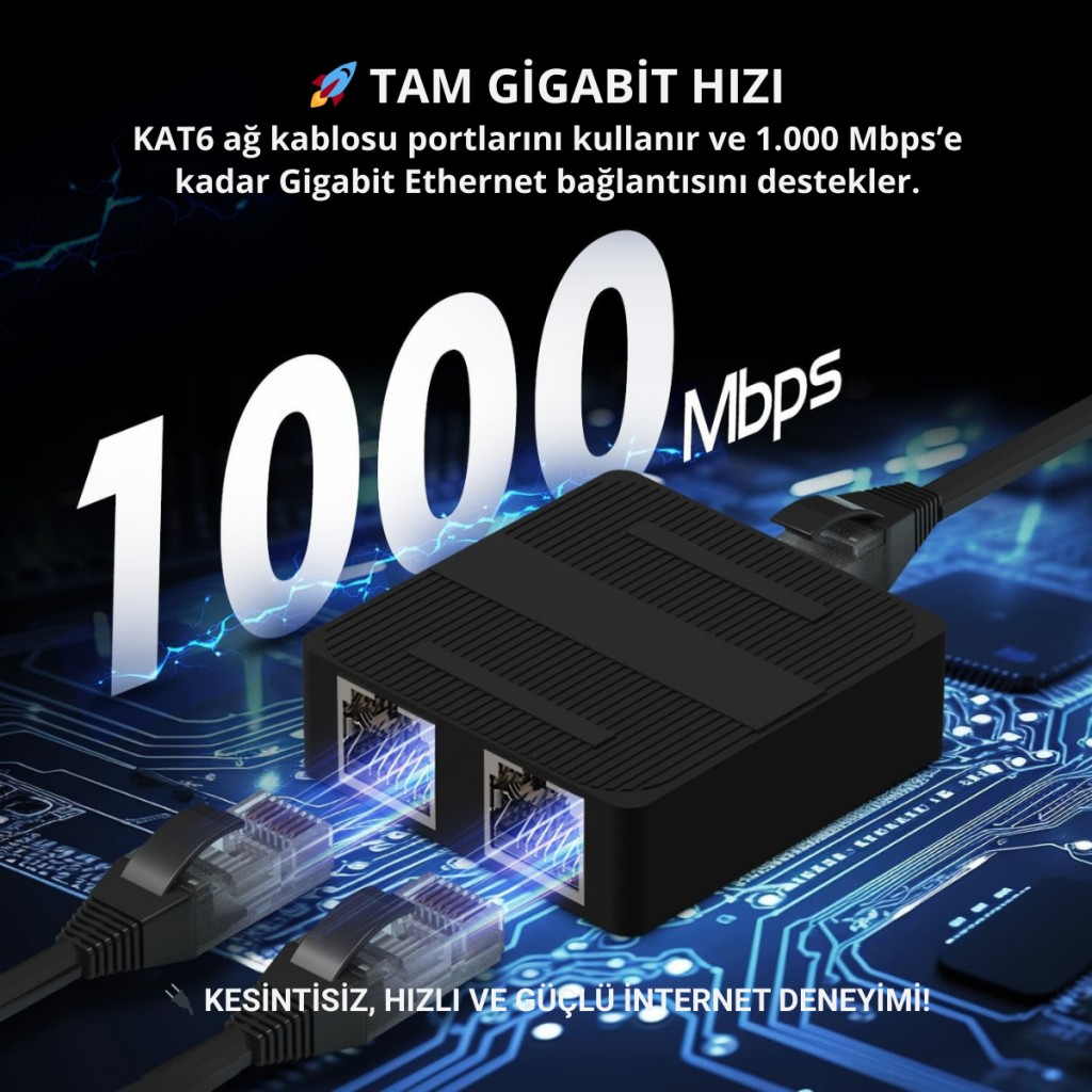Polham 1000 Mbps Ethernet Çoğaltıcı | Tak ve Çalıştır Ağ Bölücü Adaptör, 1Gbps Ethernet Çoğaltıcı Splitter