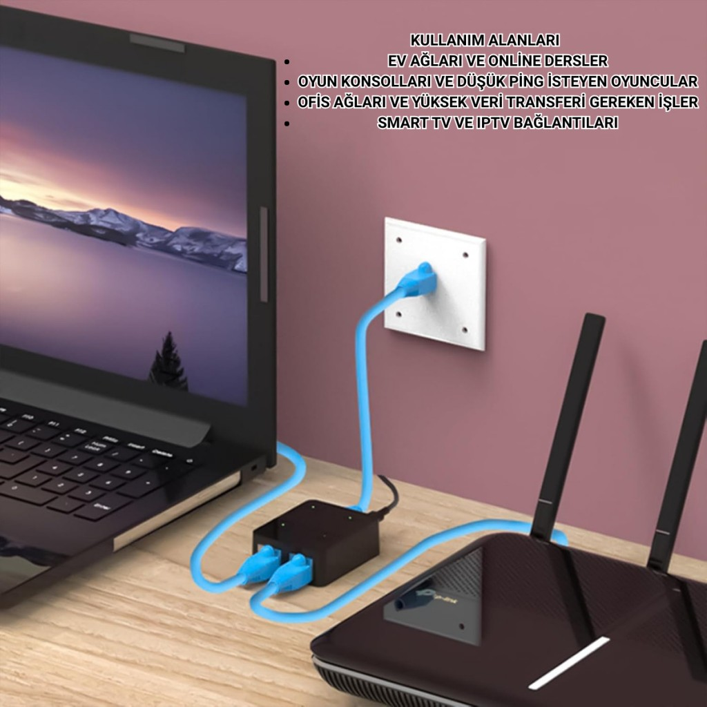 Polham 1000 Mbps Ethernet Çoğaltıcı | Tak ve Çalıştır Ağ Bölücü Adaptör, 1Gbps Ethernet Çoğaltıcı Splitter