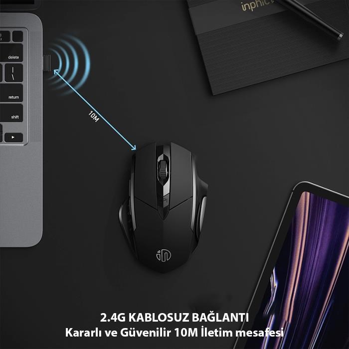 Polham 2.4G 700mAh Şarj Edilebilir Süper Sessiz Gaming, Oyuncu Mouse, Ergonomik Tasarımlı Mouse