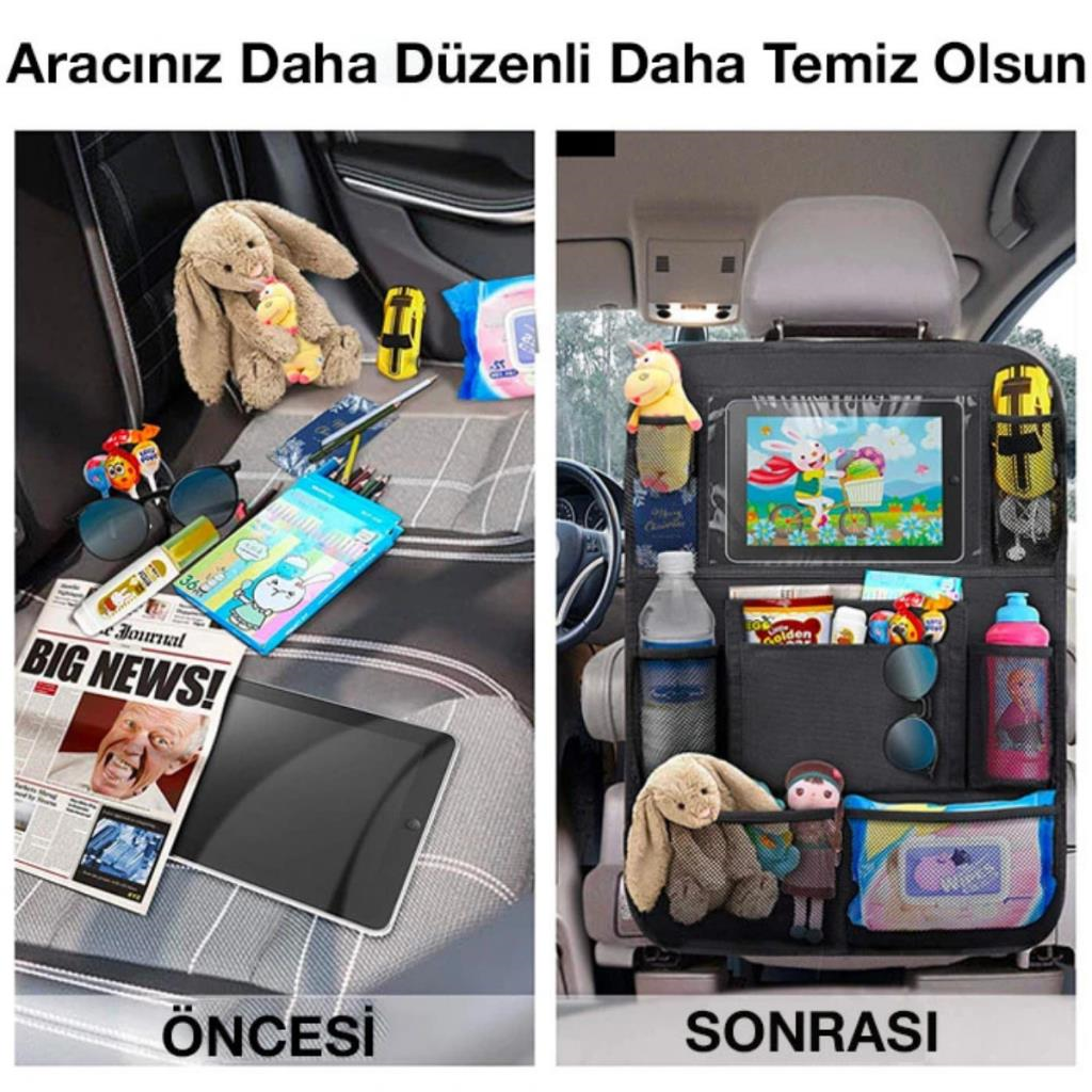 Polham 2 Adet Set Araç İçi Arka Koltuk İçin 8 Bölmeli Organizer, Su Geçirmez, Kolay Temizlenir Eşya Düzenleyici