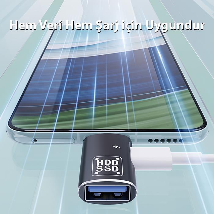 Polham 2in1 Type C To Type C ve USB Çevirici OTG Adaptör, Şarj ve Data Aktarım OTG Çeviricisi