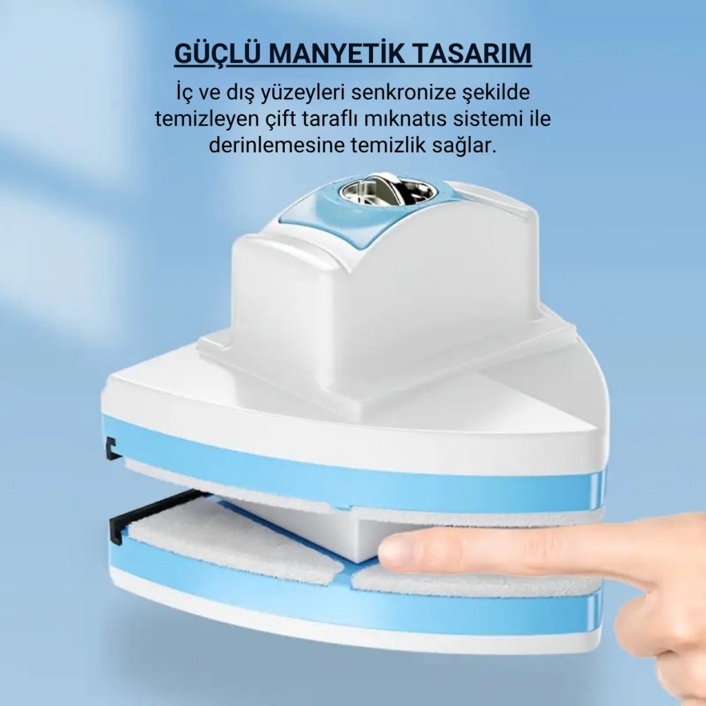 Polham 3-30 MM Çift Cam Uyumlu Ev ve Ofis Manyetik Cam Temizleyici, Çift Taraflı, Güvenli İpli Süper Etkili Cam Temizleyici
