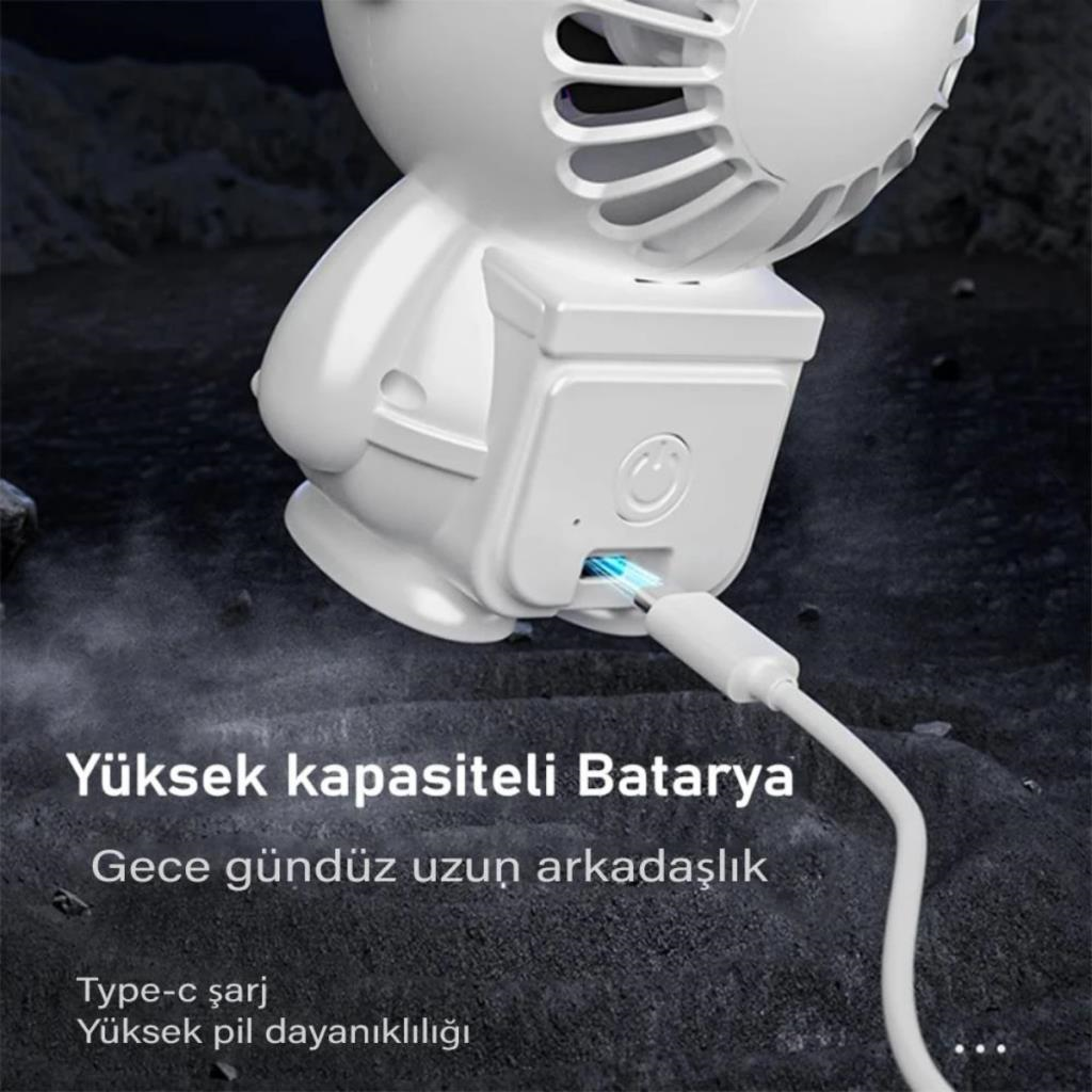 Polham 3 Kademeli Gece Lambalı 1500mAh Şarjlı Taşınabilir Serinletici Vantilatör Fan, Ultra Sessiz