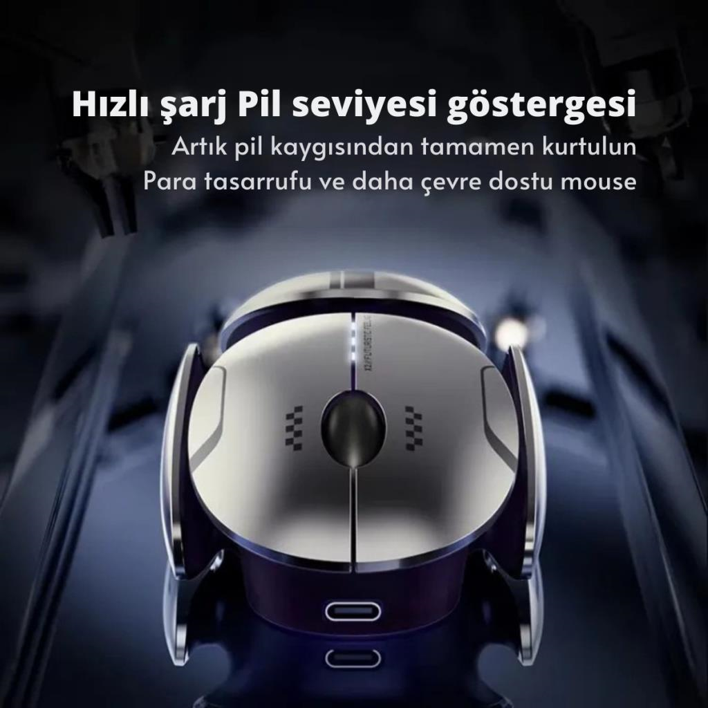 Polham 3 Modlu 300Mah Şarj Edilebilir RGB Işıklı 2400DRI Gaming Mouse, Ultra Sessiz,Gecikmesiz Mouse