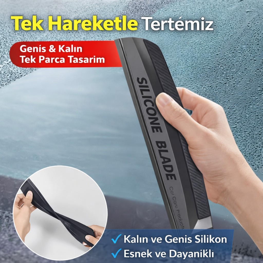 Polham 30CM Premium Silikon Araç Kurulama Sileceği – İz Bırakmaz, Çizmez,Cam, Ayna ve Duşakabin Uyumlu