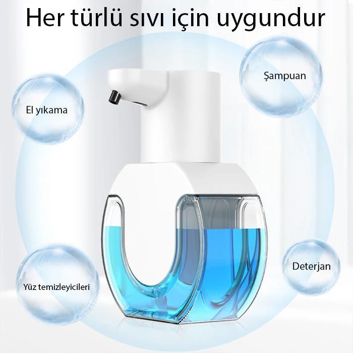 Polham 420ML Otomatik Sensörlü Sabunluk Köpük Makinesi, Tüm Sıvılar İçin Köpük Makinası, Şarjlı Duvar Askılı