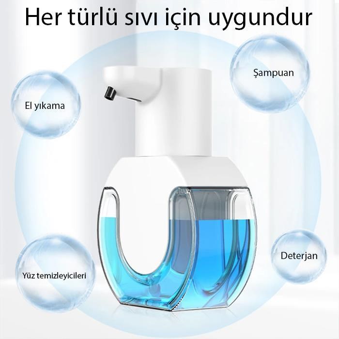 Polham 420ML Otomatik Sensörlü Sabunluk Köpük Makinesi, Tüm Sıvılar İçin Köpük Makinası, Şarjlı Duvar Askılı