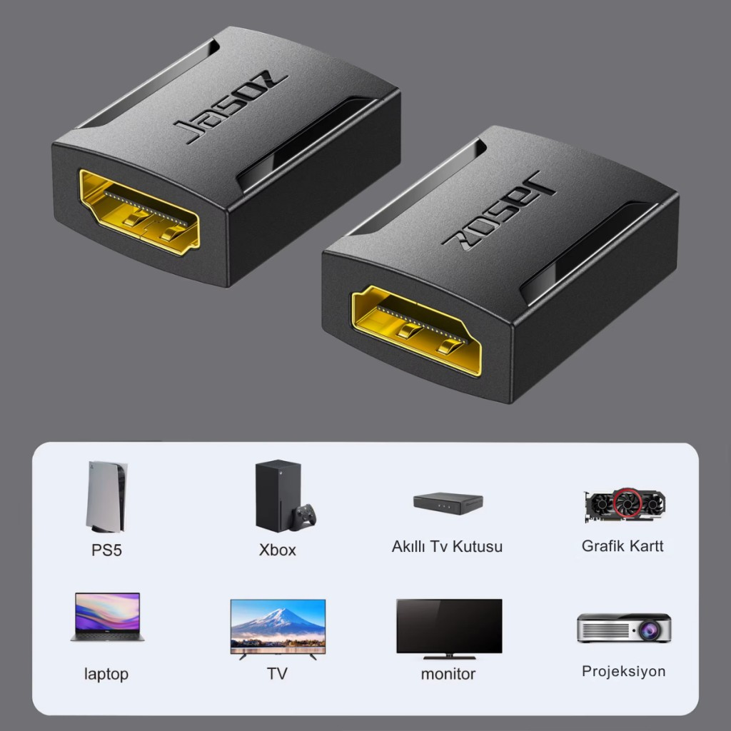 Polham 4K 60Hz Altın Kaplama HDMI Adaptörü | 2 HDMI Kablosunu Bağlar | Dayanıklı & Yüksek Performans