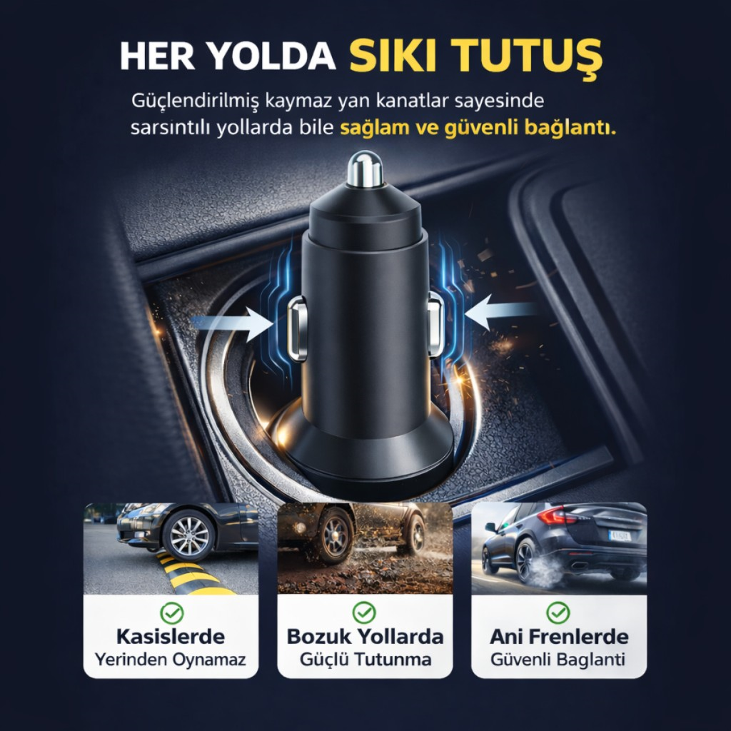 Polham 60W PD Hızlı Araç Şarj Cihazı – 2x Type-C Çıkışlı 12V / 24V Uyumlu Araç Çakmaklık Şarj Adaptörü