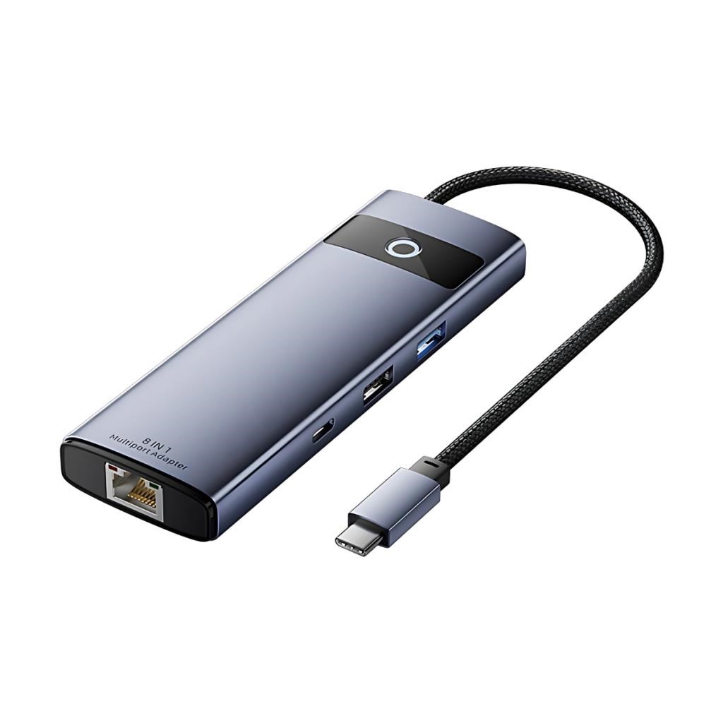 Polham 8in1 100W Type C Çoğaltıcı Hub, 2x USB, 2x PD Type C, 1x TF/SD, 1x 4K HDMİ, 1x RJ45 Çoğaltıcı Adaptör