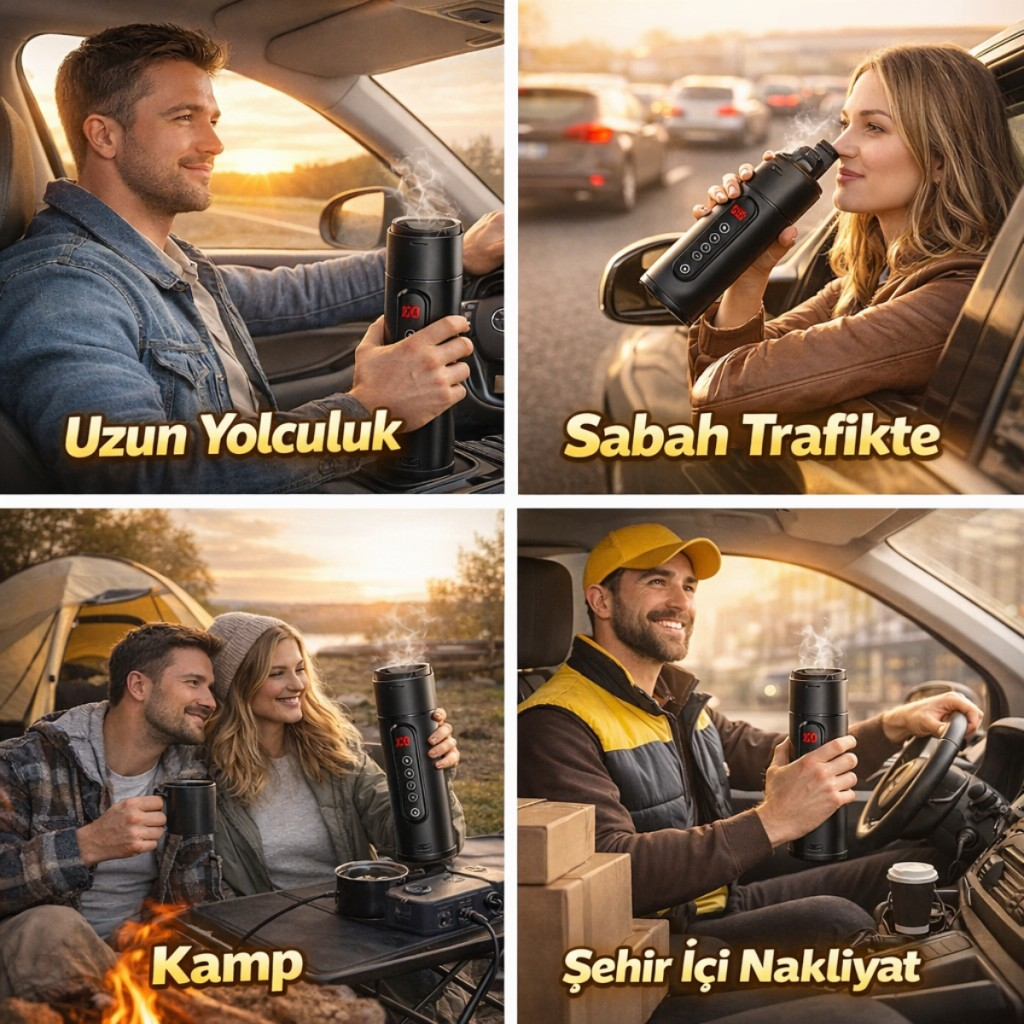 Polham Araç İçi Su Isıtıcı 470 ML – Dijital Sıcaklık Göstergeli Taşınabilir Termos | 12V Çakmaklık Uyumlu, Hızlı Isıtma, Sızdırmaz Kapak