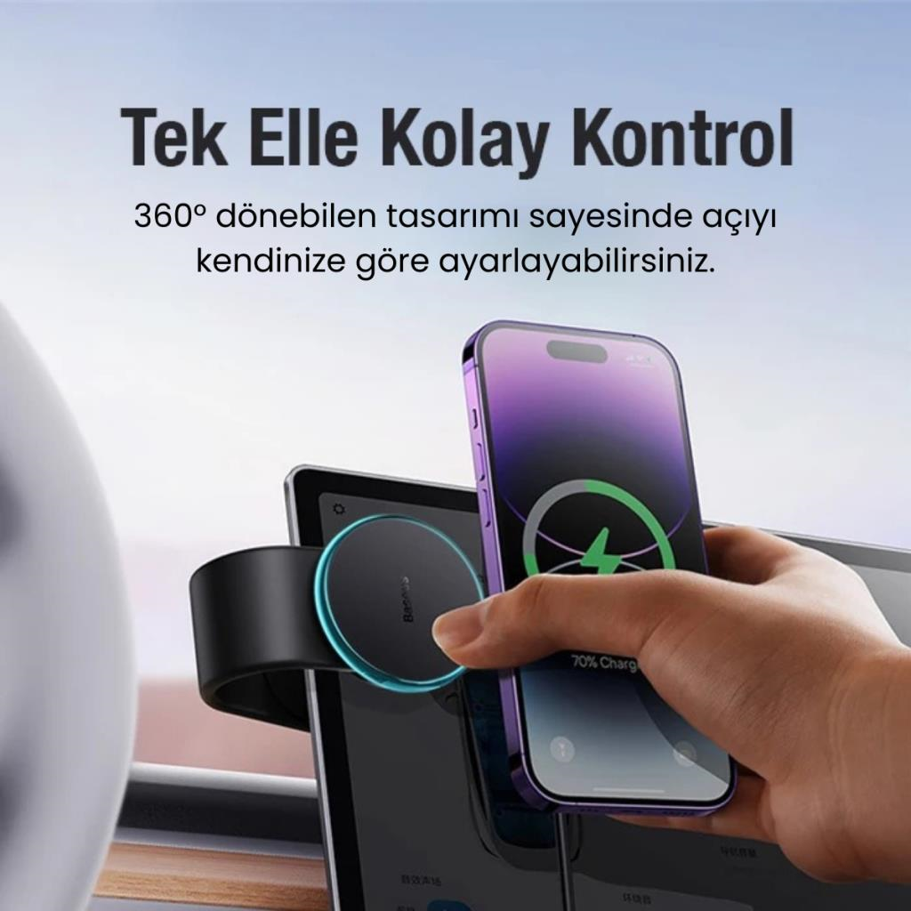 Polham Araç İçi Torpido Üstü, Cam ve Ekrana Yapışan Katlanabilir Manyetik Telefon Tutucu, Masaüstü Tutucu