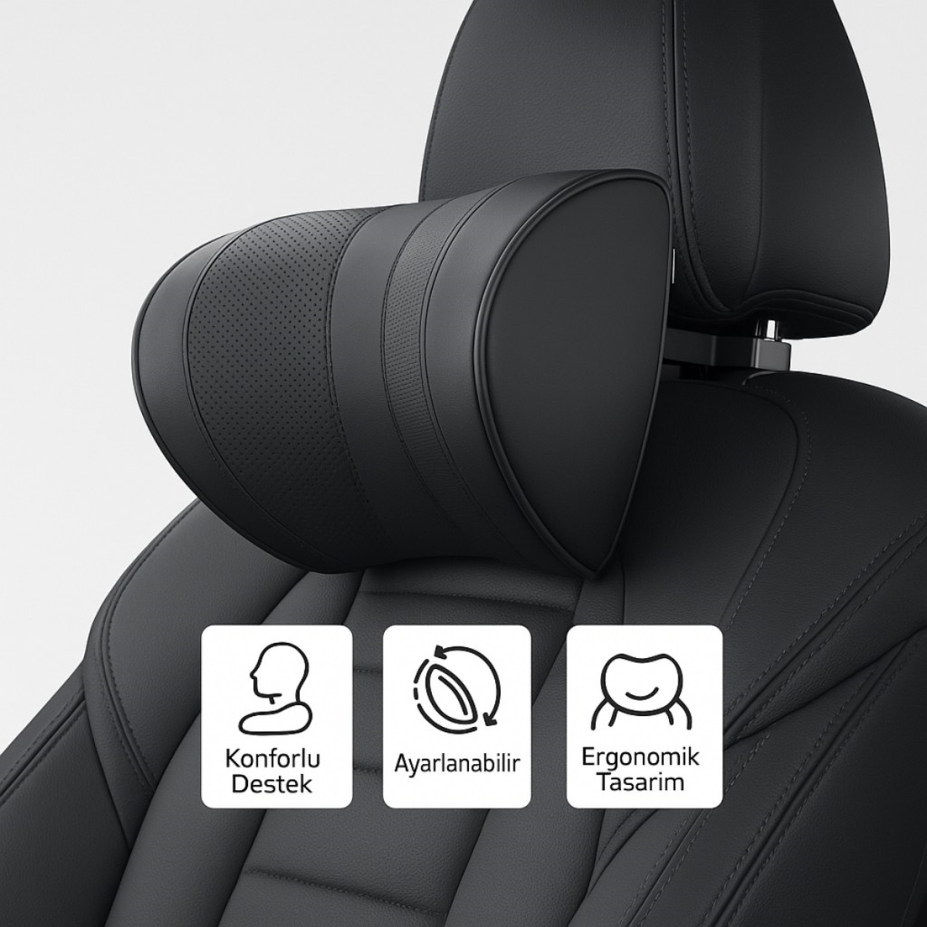 Polham Ayarlanabilir Ergonomik Boyun ve Baş Desteği Yastık / Konforlu Sürüş, Maksimum Destek, Universal