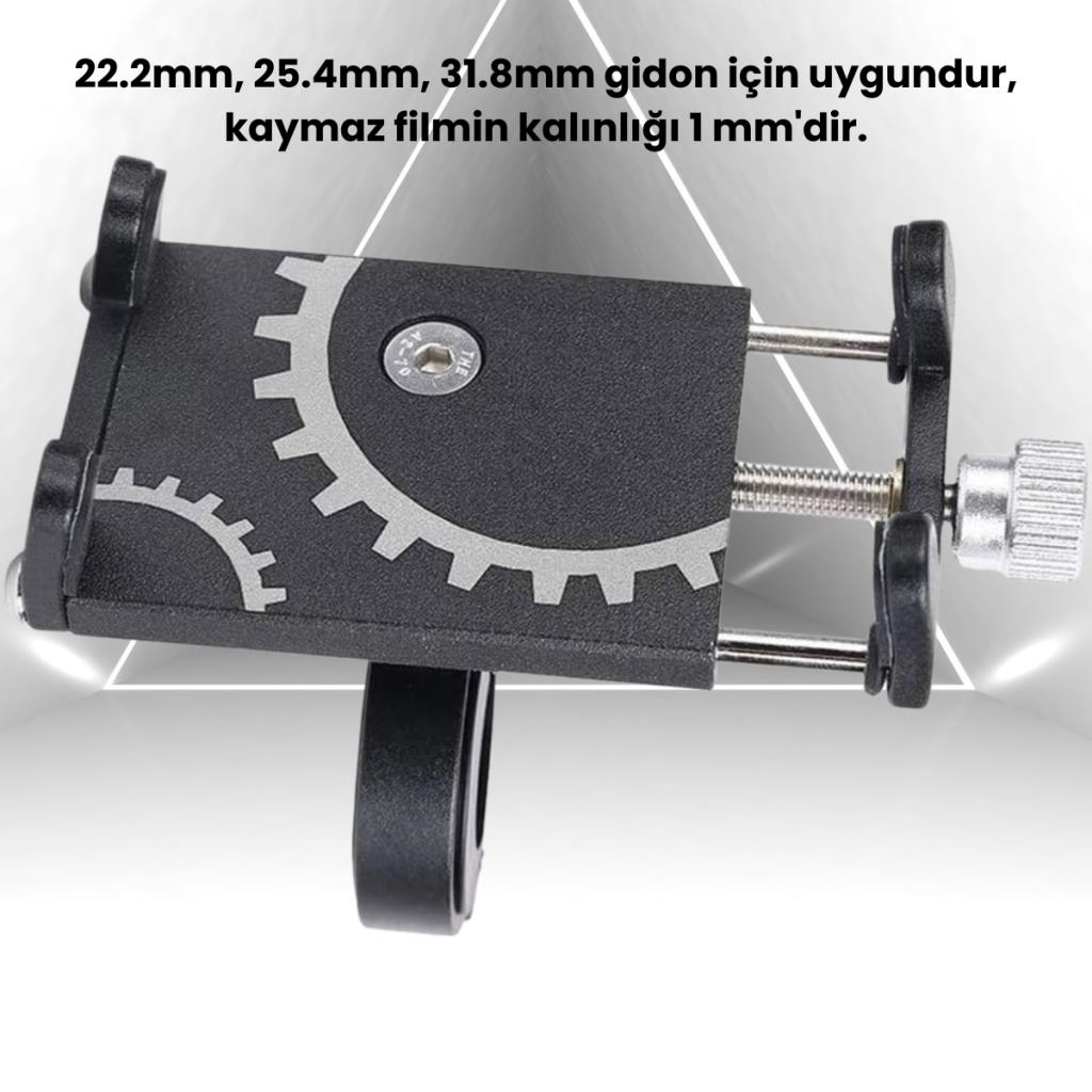 Polham Ful Metal Gidon Uyumlu Motorsiklet Telefon Tutucu, Bisiklet, Scooter Uyumlu Sıkıştırmalı Tutucu