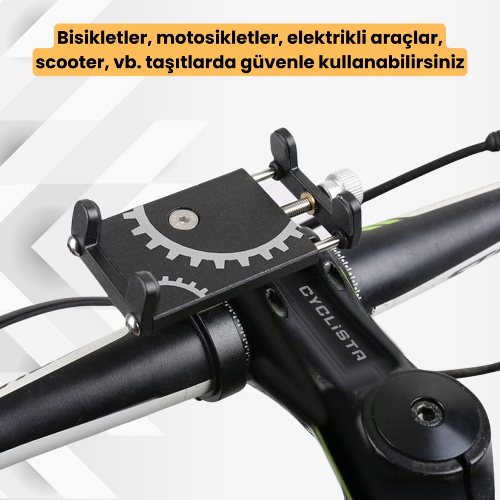 Polham Ful Metal Gidon Uyumlu Motorsiklet Telefon Tutucu, Bisiklet, Scooter Uyumlu Sıkıştırmalı Tutucu