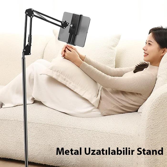 Polham Ful Metal Teleskopik Açı ve Yükseklik Ayarlı Telefon ve Tablet Tutucu Stand, Video İzlemek Çekmek İçin Stand