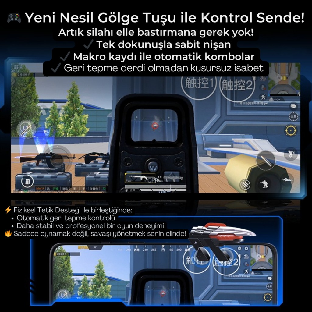 Polham iOS & Android Uyumlu Type-C Mobil Oyun Kolu | Pro Joystick | 400mAh Bataryalı Gamepad, Tak Çalıştır
