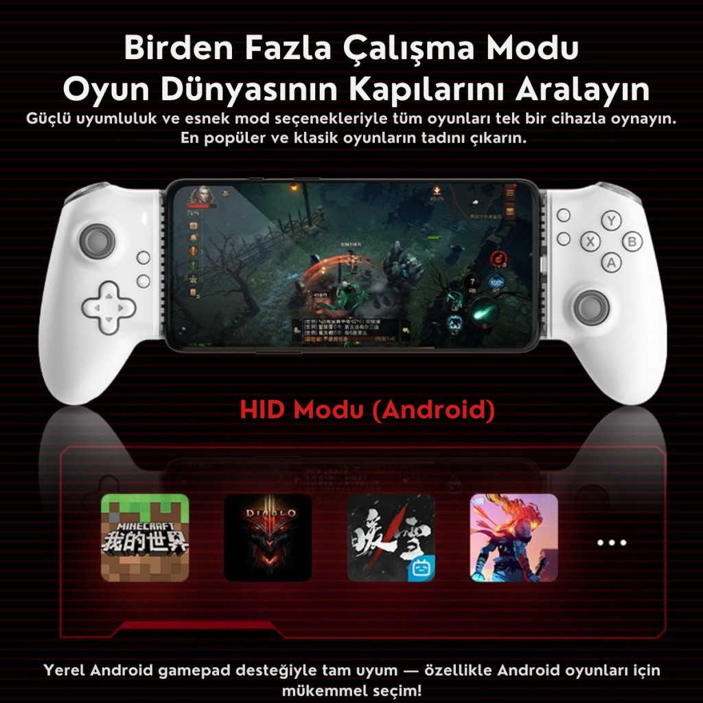 Polham iPhone 15 Üzeri ve Android Uyumlu Type-C Mobil Oyun Kolu | Pro Seri Joystick | Şarj Özellikli Gamepad