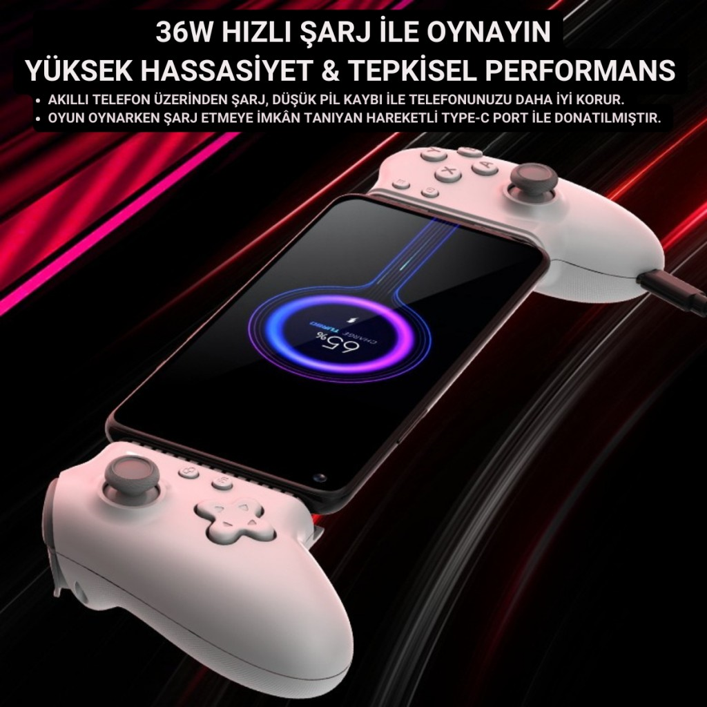 Polham iPhone 15 Üzeri ve Android Uyumlu Type-C Mobil Oyun Kolu | Pro Seri Joystick | Şarj Özellikli Gamepad