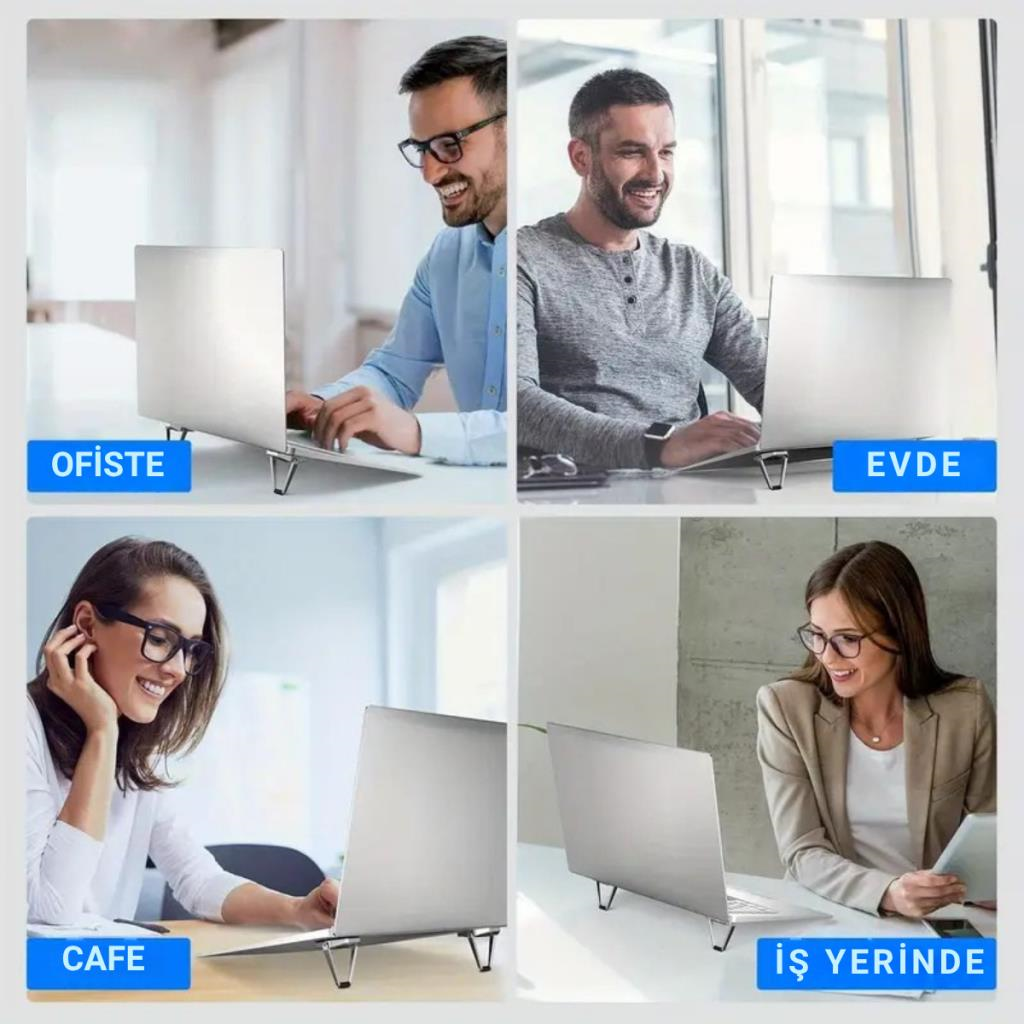 Polham Kaymaz Metal 2 adet 5MM 3M Yapışkanlı Katlanabilir Ultra Mini Laptop Standı,Portatif Taşınabilir