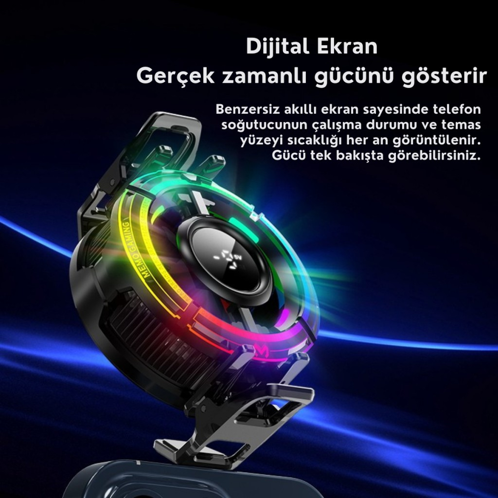 Polham Magsafe ve Klipsli RGB LED Süper Soğutucu | 6000RPM Ultra Hızlı Fan | Dijital Ekranlı Isı Göstergeli