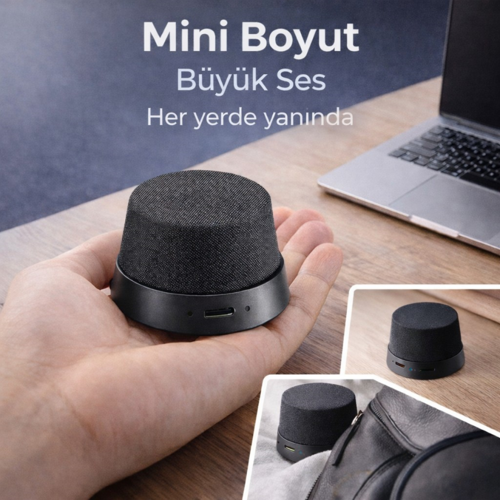 Polham Manyetik Mini Bluetooth Hoparlör – IPX6 Su Geçirmez Taşınabilir Güçlü Bass Stereo Speaker