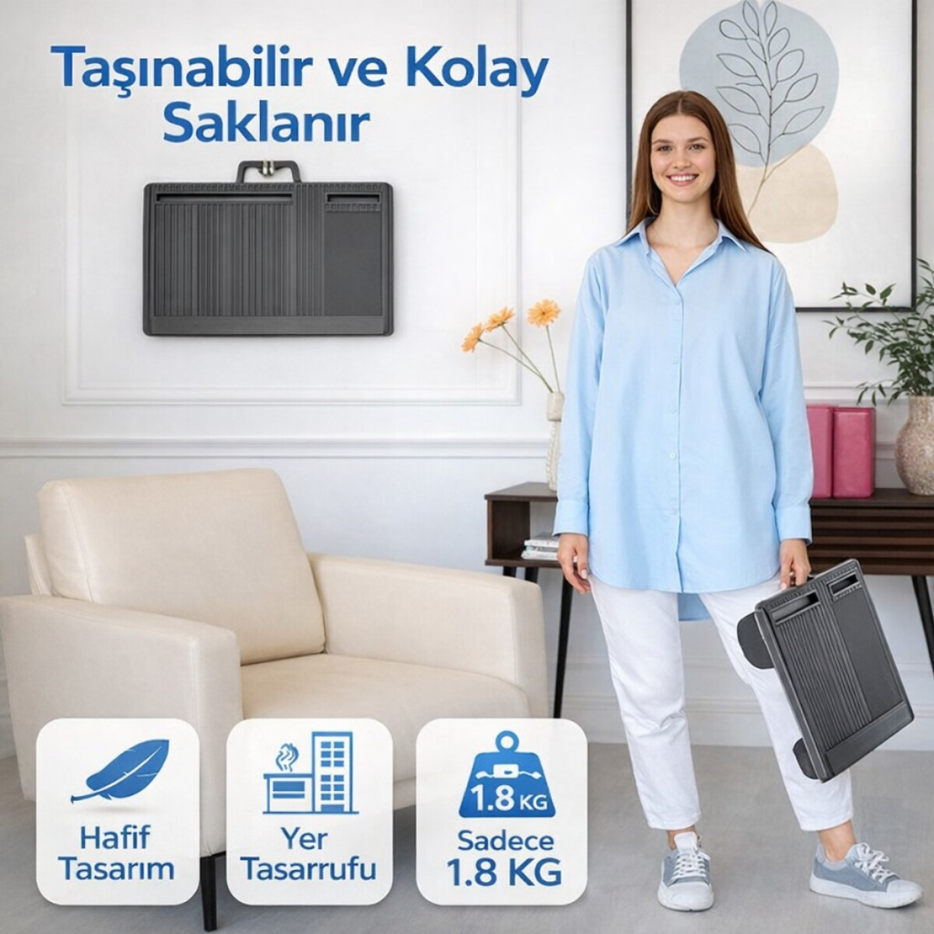 Polham Minderli Bilek Destekli Telefon Tutuculu Mouse Padli Taşınabilir Laptop Masası – Dizüstü Çalışma Sehpası