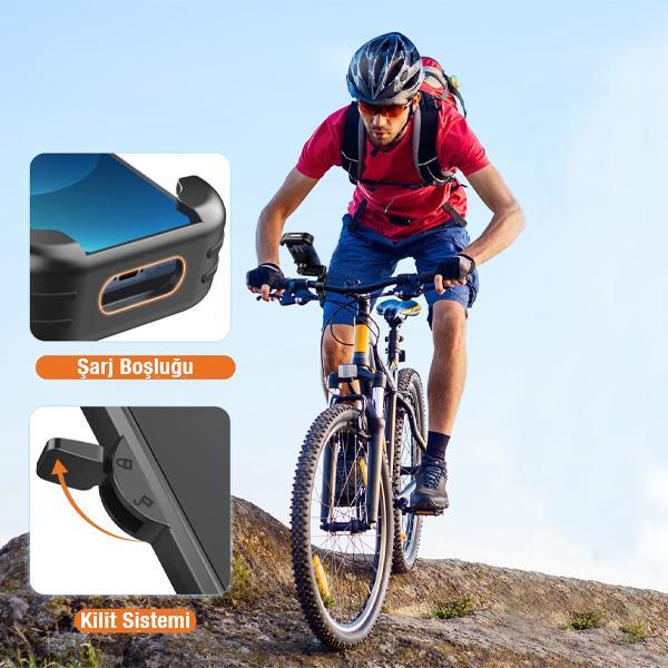 Polham Motor, Bisiklet, Scooter Gidon Uyumlu Telefon Tutucu, Kilit Sistemli, Tüm Telefonlara Uyumlu 