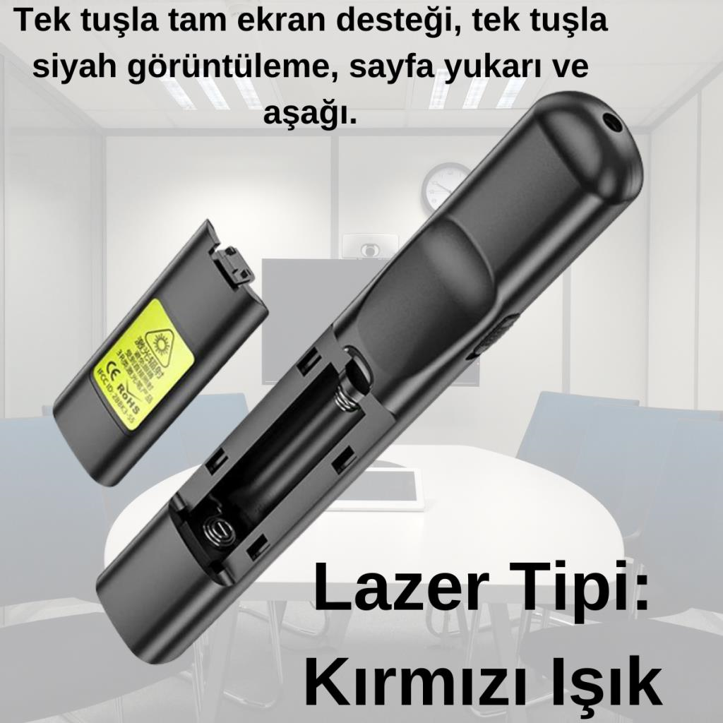 Polham Pilli Kırmızı Lazerli Sunum Kumandası, 100MT mesafeli Konferans, Ders Anlatım, Sunum Kumandası