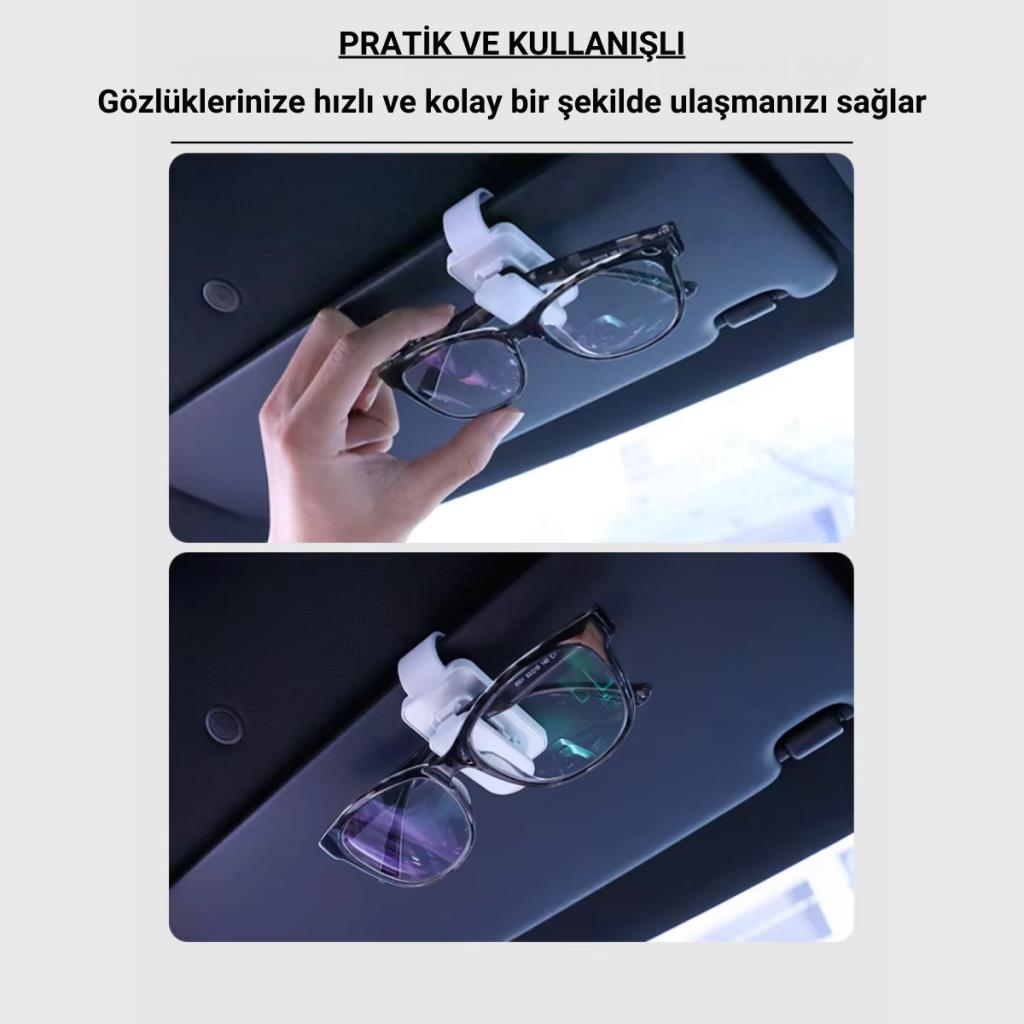 Polham Premium Mandallı Klipsli Araç İçi Gözlük Tutucu, Güneşlik Uyumlu Çerçeve Korumalı Süngerli Tutucu