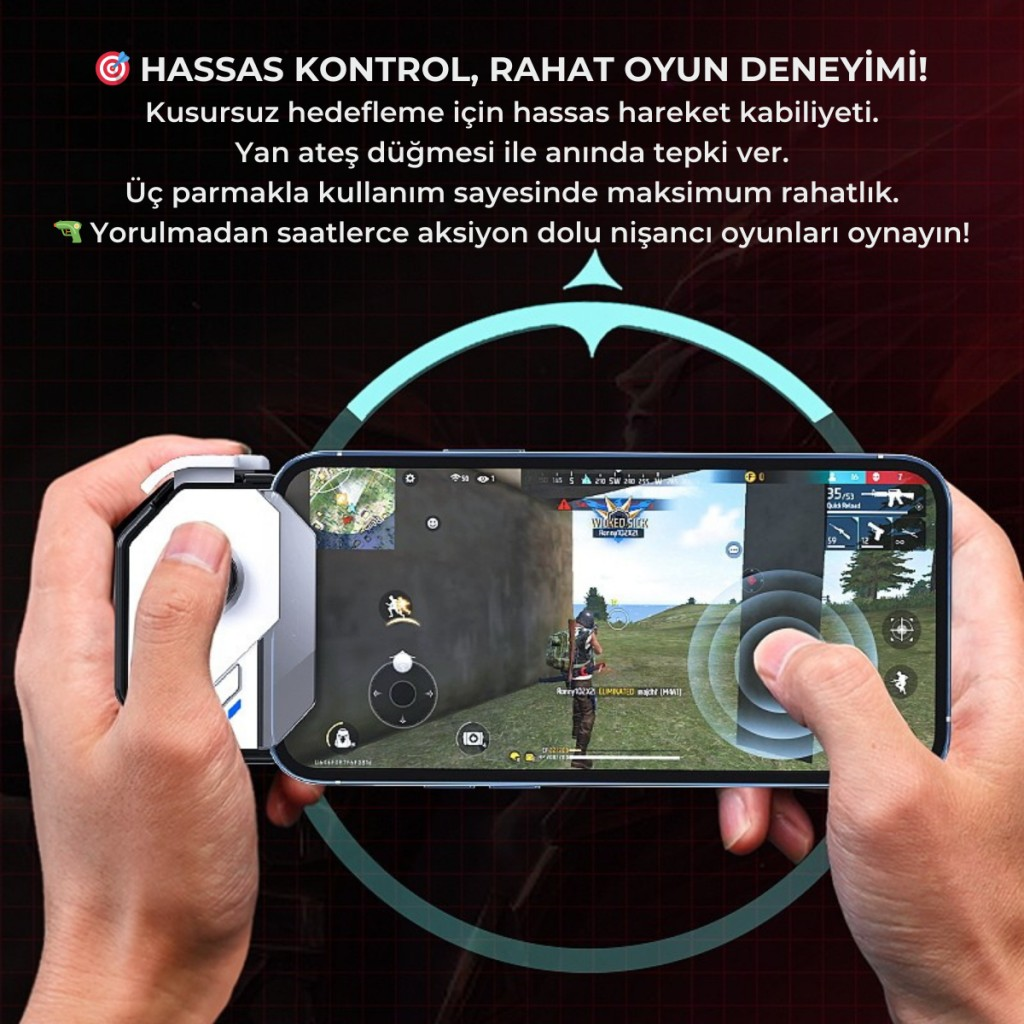 Polham Profesyonel Mobil Oyun Joystick | iOS & Android Uyumlu, Oyun Kontrol Cihazı, Tak-Çalıştır