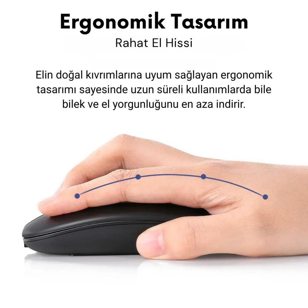 Polham Şarj Edilebilir 600mAh Çift Modlu Kablosuz Mouse, Laptop, Tablet, Telefon, TV Uyumlu Mouse Süper Sessiz