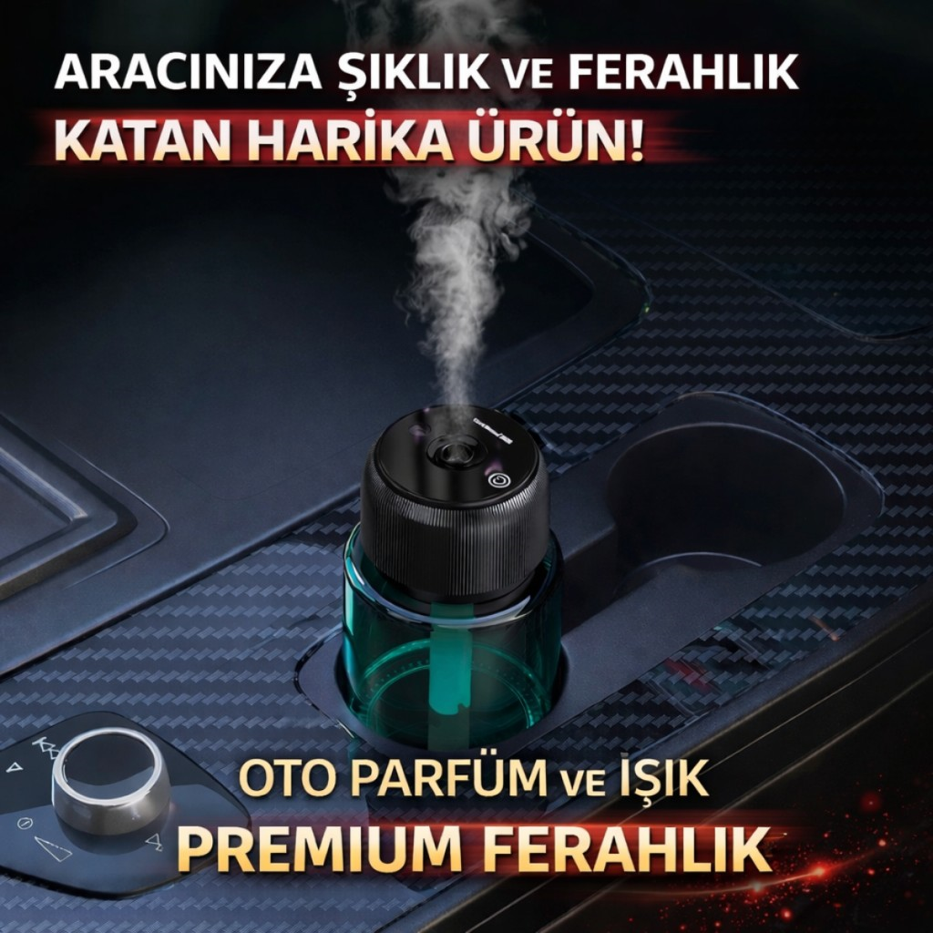 Polham Şarjlı Araç İçi Ortam Koku Difüzörü | Zaman Ayarlı | Sessiz Çalışma | 160ML Kapasiteli | 300mAh Şarjlı