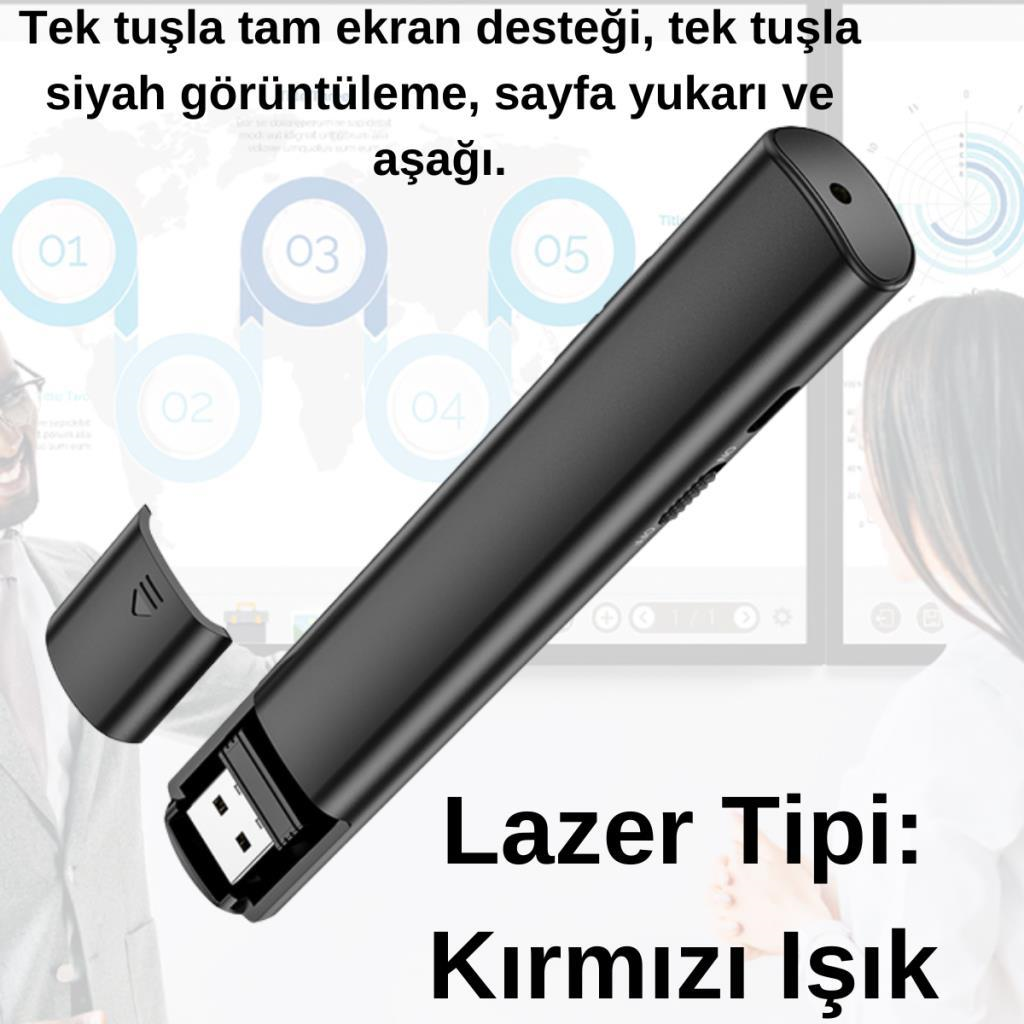 Polham Şarjlı Kırmızı Lazerli Sunum Kumandası, 100MT mesafeli Konferans, Ders Anlatım, Sunum Kumandası