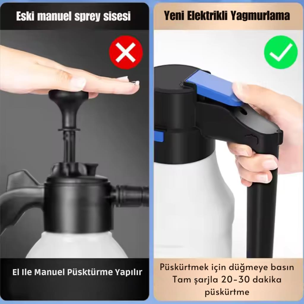 Polham Şarjlı Otomatik 1.5 Litre Yüksek Basınçlı Araç Yıkama Köpük Püskürtücü El Pompası, Otomobil Temizleme Pompası