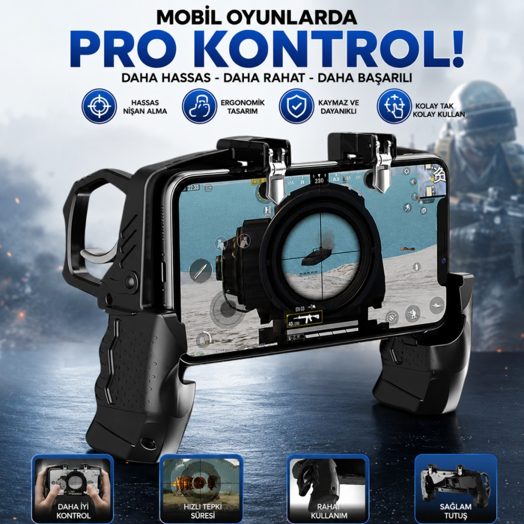 Polham Tetikli Telefon Oyun Kolu, PUBG Free Fire Call of Duty İçin Ergonomik Oyun Kontrol Aparatı, 4.7-6.7 İnç Telefon Uyumlu
