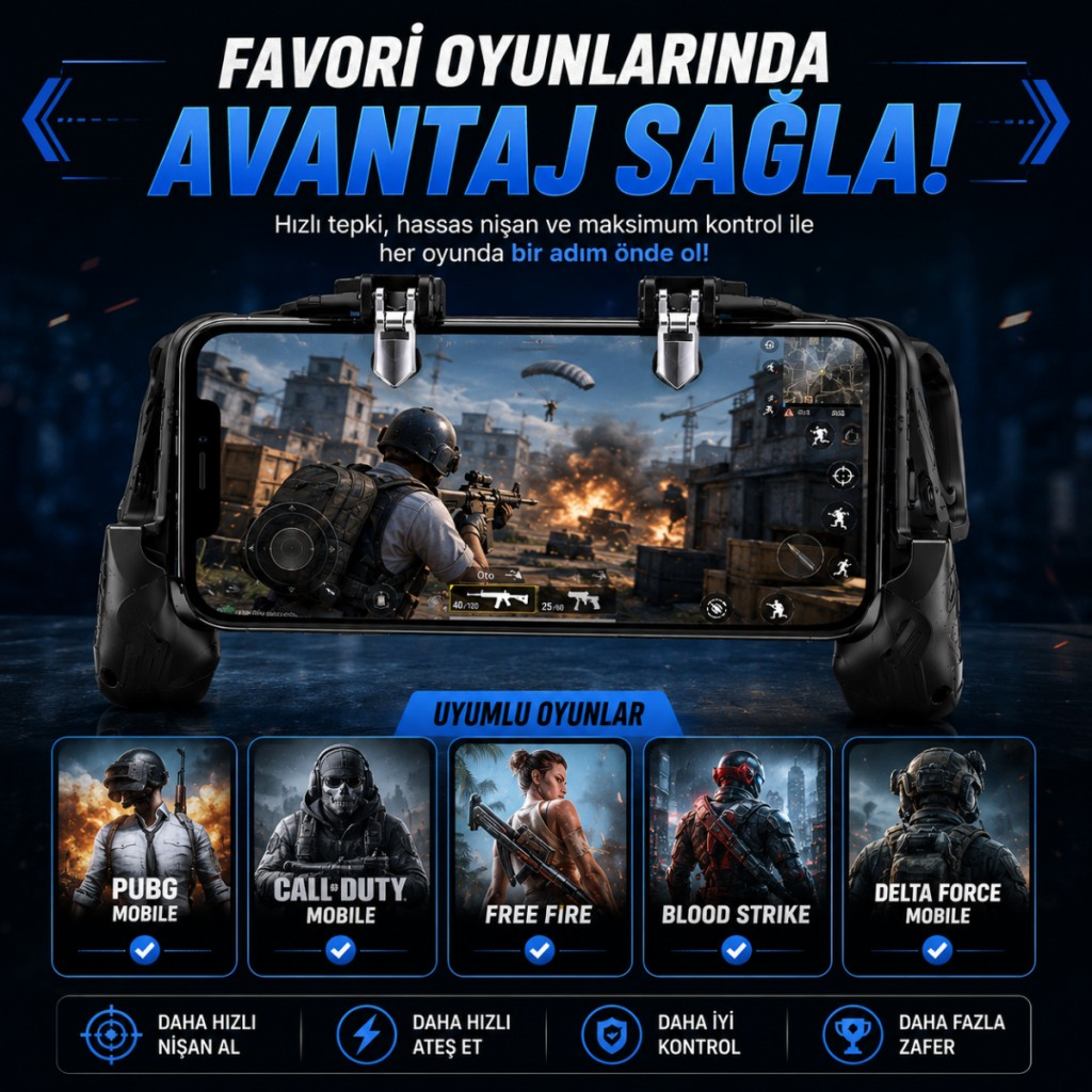 Polham Tetikli Telefon Oyun Kolu, PUBG Free Fire Call of Duty İçin Ergonomik Oyun Kontrol Aparatı, 4.7-6.7 İnç Telefon Uyumlu