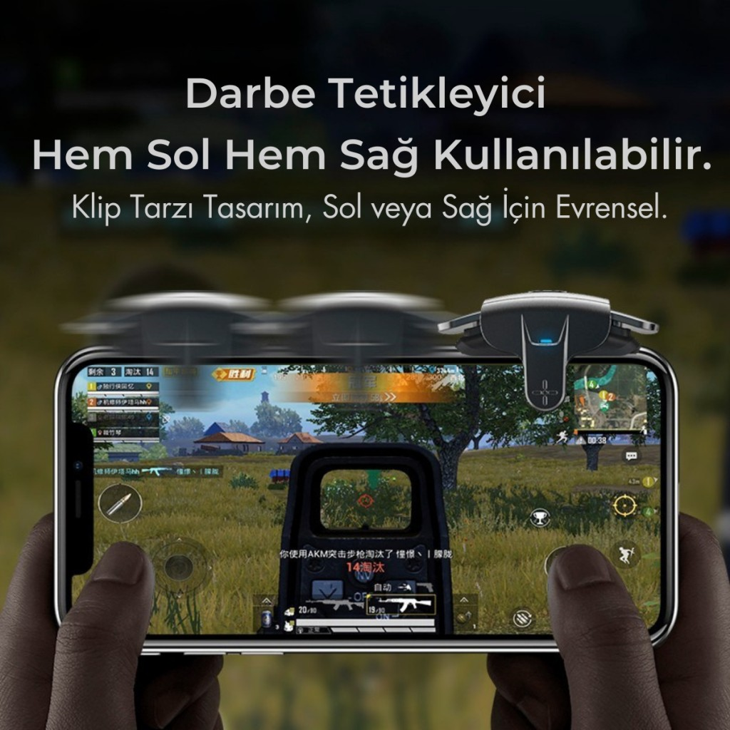 Polham Tüm Telefonlara Uygun PUBG ve Call of Duty Uyumlu Şarjlı Oyun Tetiği | Hızlı Ateş ve Hassas Nişan