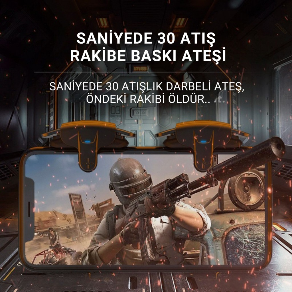 Polham Tüm Telefonlara Uygun PUBG ve Call of Duty Uyumlu Şarjlı Oyun Tetiği | Hızlı Ateş ve Hassas Nişan