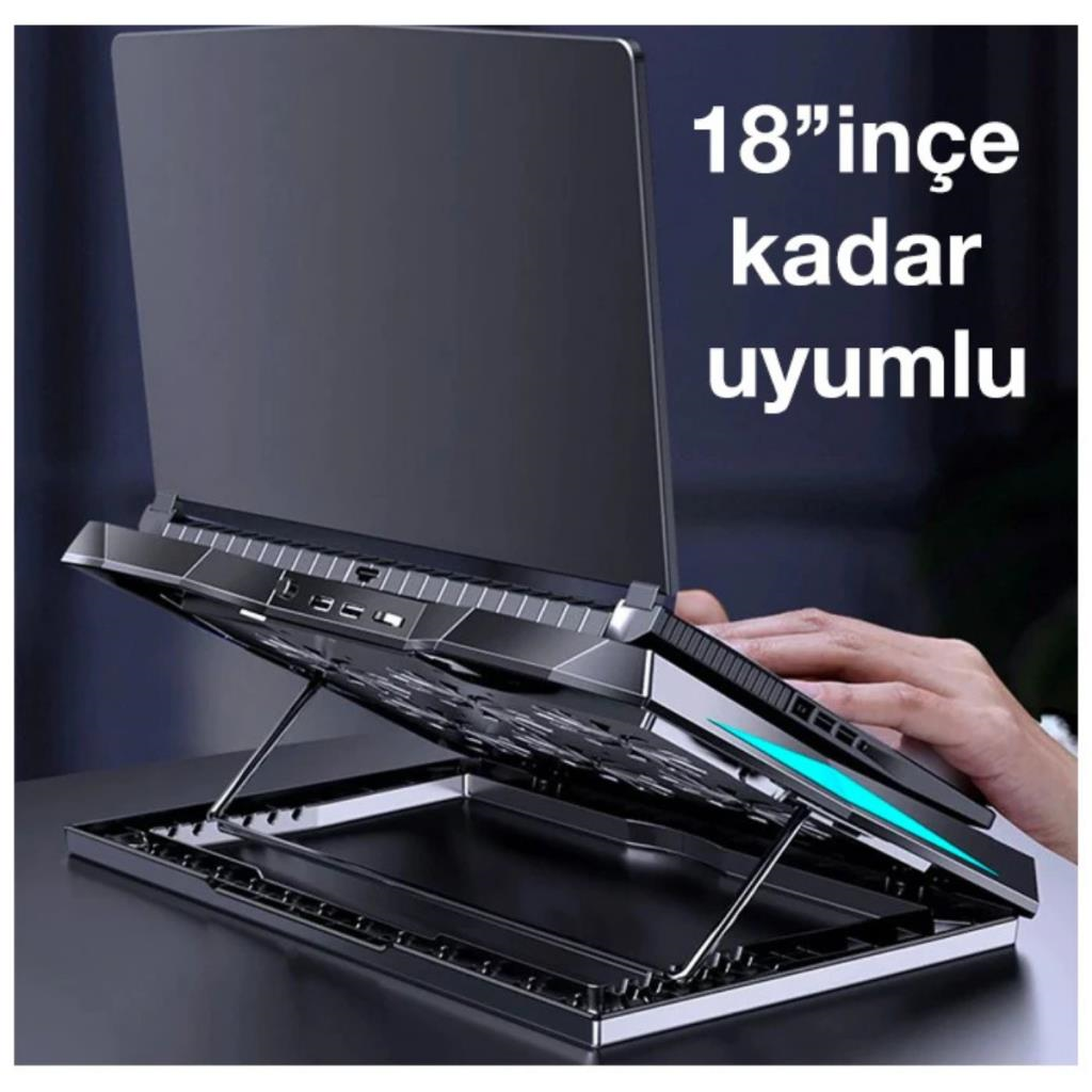Polham Ultra Sessiz 6 Fanlı Gaming Laptop Soğutucu, Süper Soğutucu Led Işıklı Dayanıklı Laptop Standı