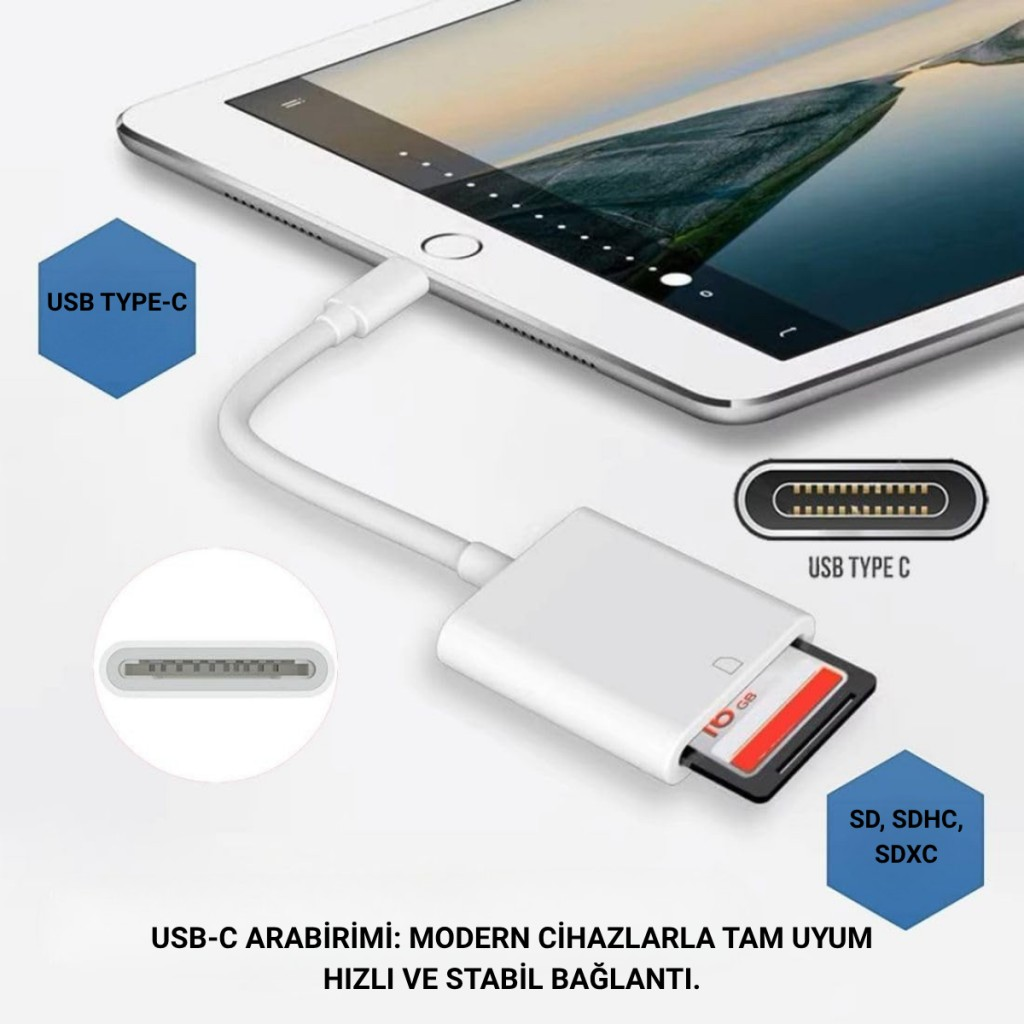 Polham USB-C To SD / Hafıza Kart Okuyucu | Tak & Çalıştır Kamera Kart Dönüştürücü, Telefon, Tablet PC Uyumlu