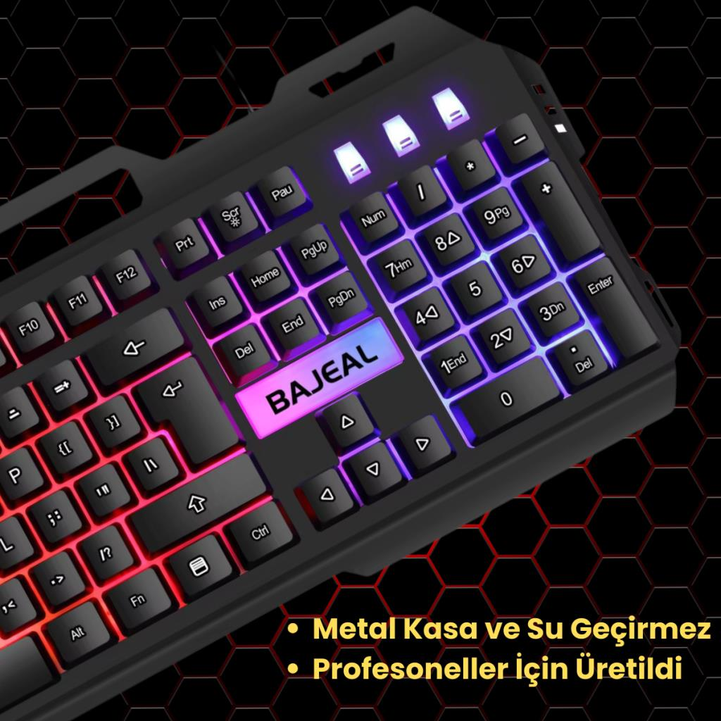 Polham USB Kablolu RGB LED Aydınlatmalı Gaming Mekanik Klavye, Metal Su Geçirmez Oyuncu Klavyesi