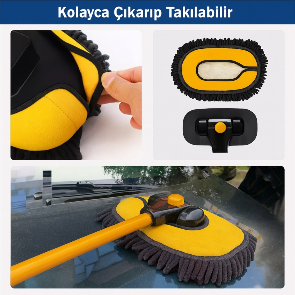 Polham ve LS-426 Uyumlu Yedek Araç Yıkama Mopu, Oto Temizleme Fırçası Yedek Mop, Çizmez, Süper Emici, Kolay Tak-Çıkar
