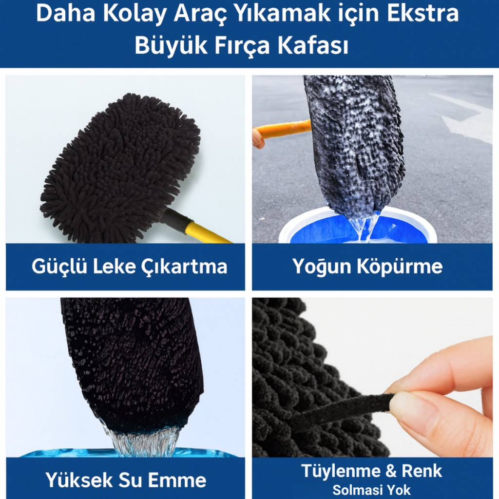 Polham ve LS-426 Uyumlu Yedek Araç Yıkama Mopu, Oto Temizleme Fırçası Yedek Mop, Çizmez, Süper Emici, Kolay Tak-Çıkar
