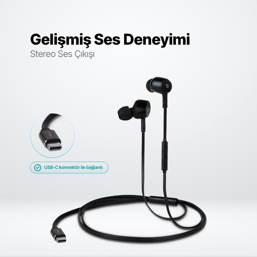 Ttec Hd Mikrofonlu Ergonomik Kulakiçi Kablolu Type-c Kulaklık, Kumanda Kontrollü Stereo Sesli Kulaklık